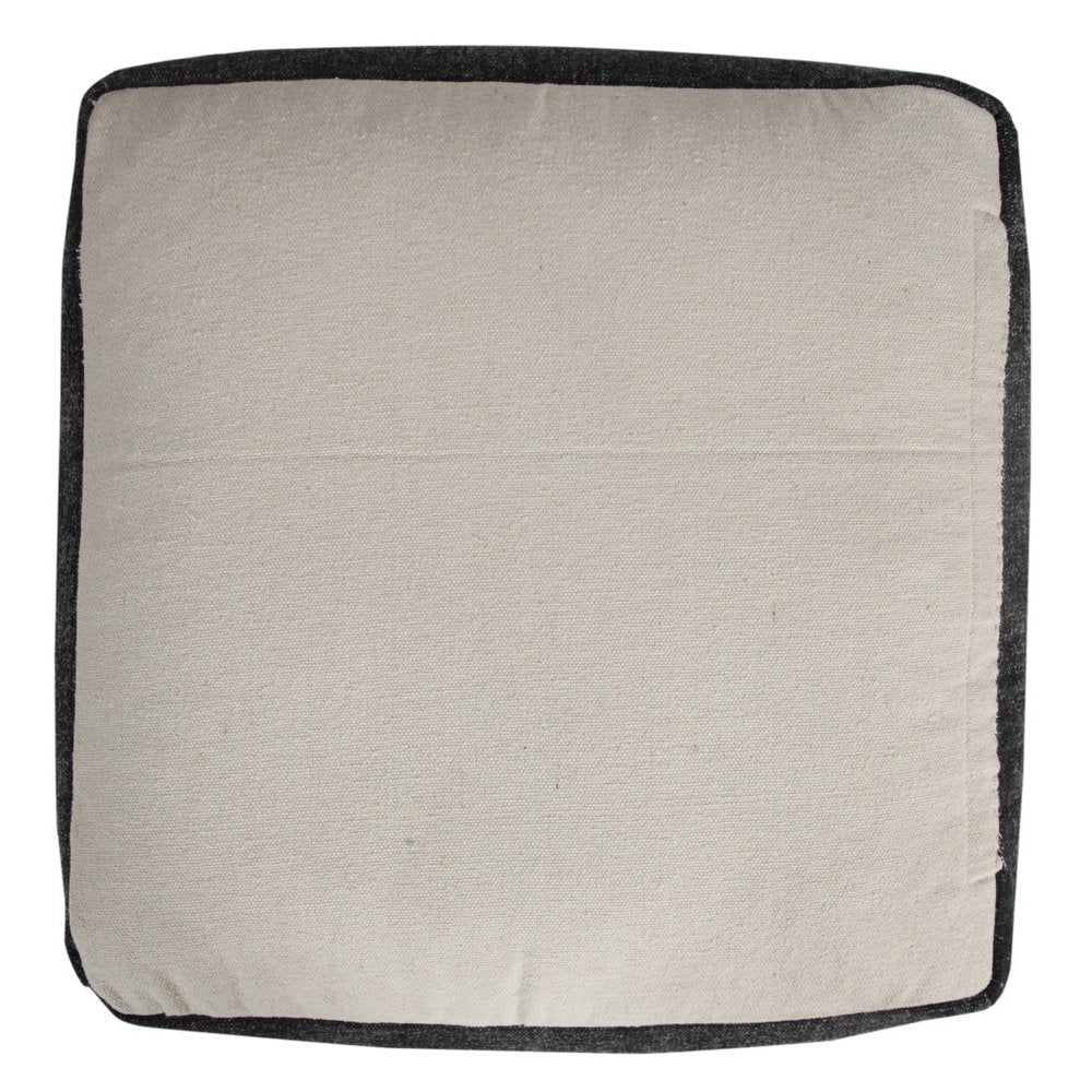 18" Black Cotton Geometric Pouf Ottoman