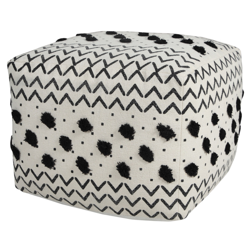 18" White 100% Cotton Ottoman