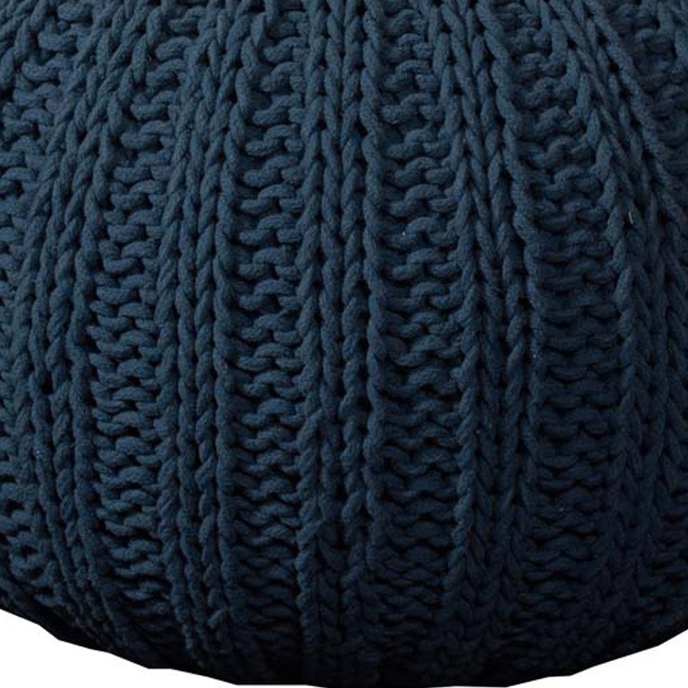 20" Black Cotton Round Pouf Ottoman
