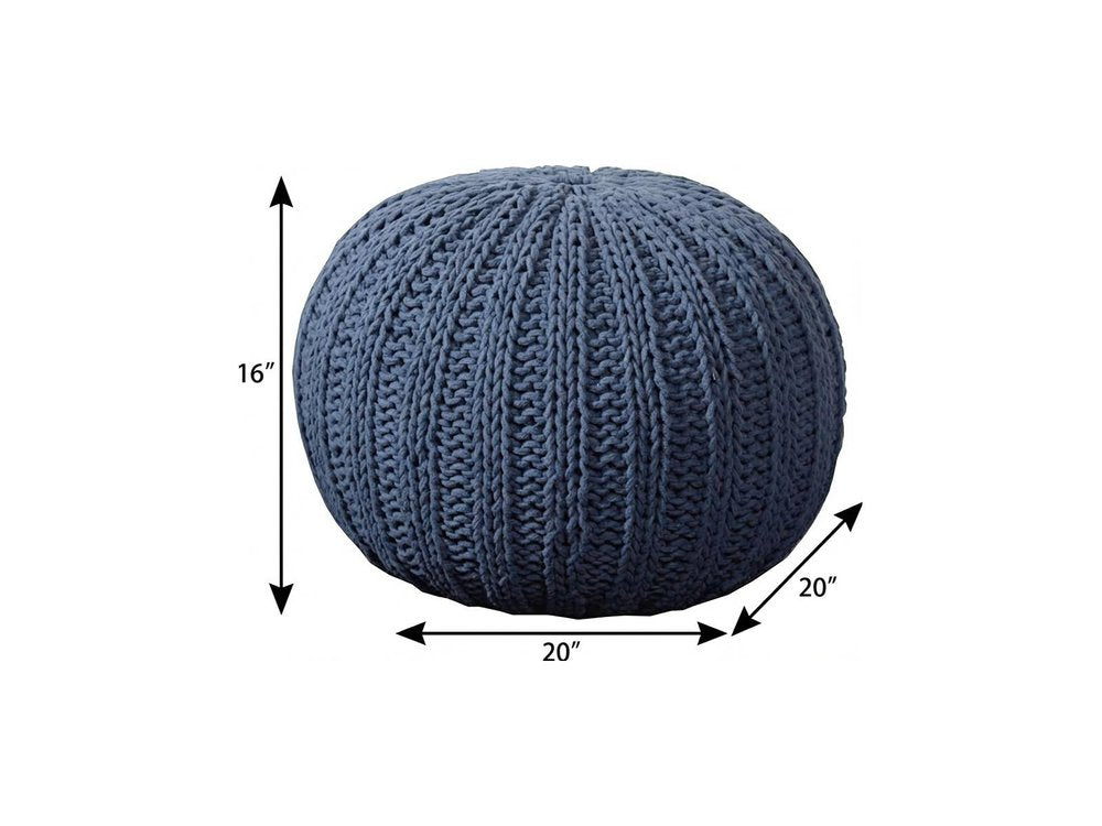 20" Gray Cotton Round Pouf Ottoman