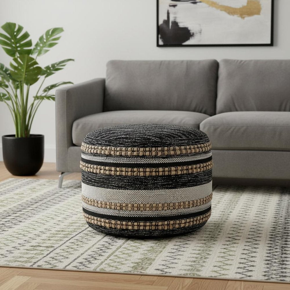 18" x 18" x 14" " Black Pouff