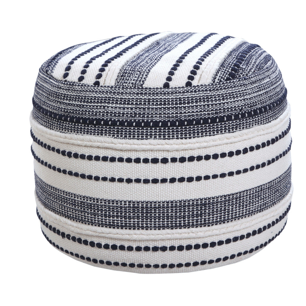 18" Blue 100% Cotton Ottoman