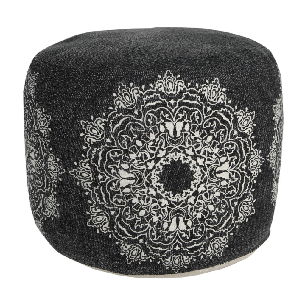 18" Black 100% Cotton Ottoman