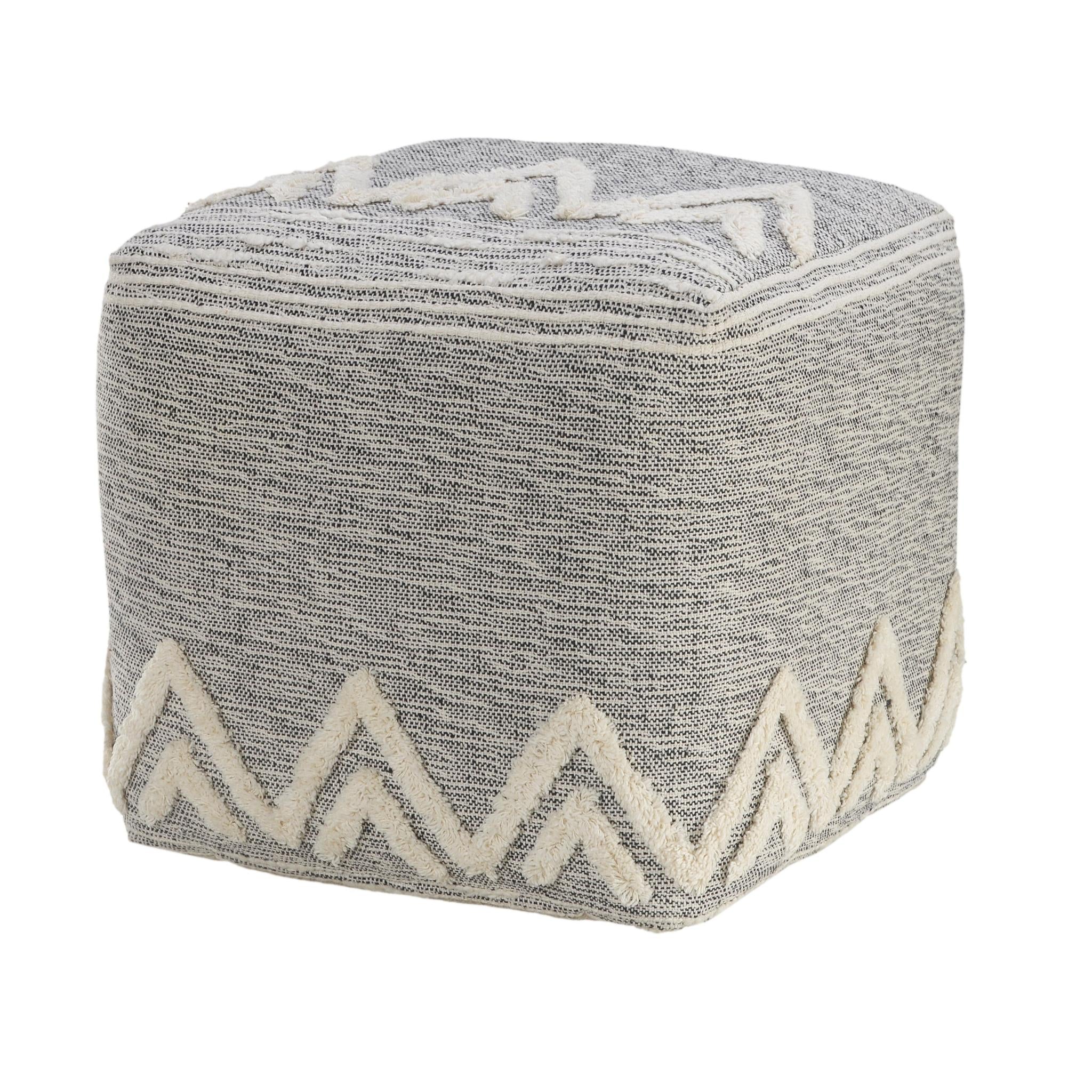 16" Gray Upholstery Pouf Ottoman