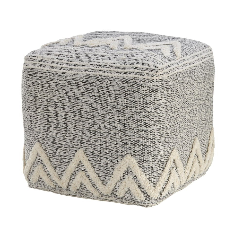 16" Gray Upholstery Pouf Ottoman