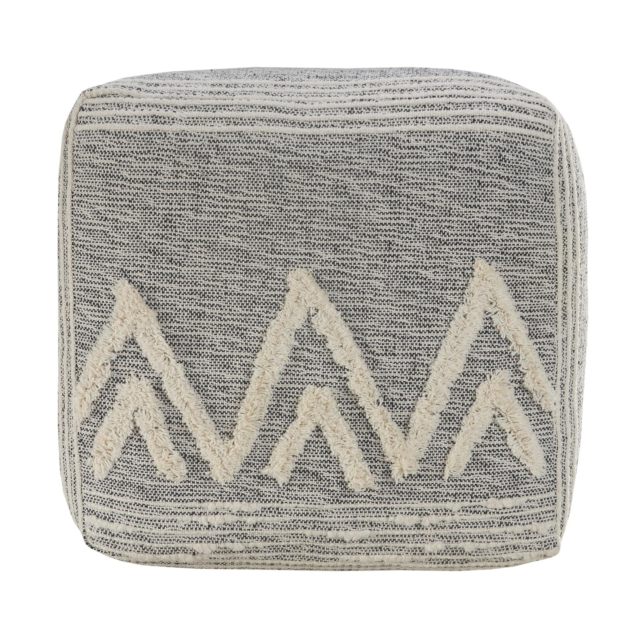 16" Gray Upholstery Pouf Ottoman
