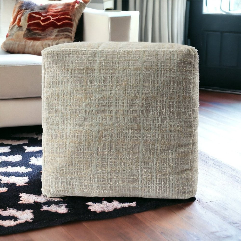 18" Blue Abstract Pouf Ottoman