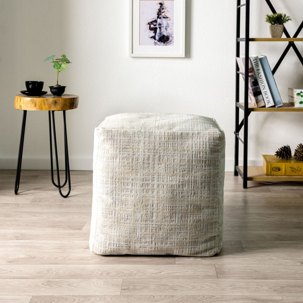 18" Blue Abstract Pouf Ottoman