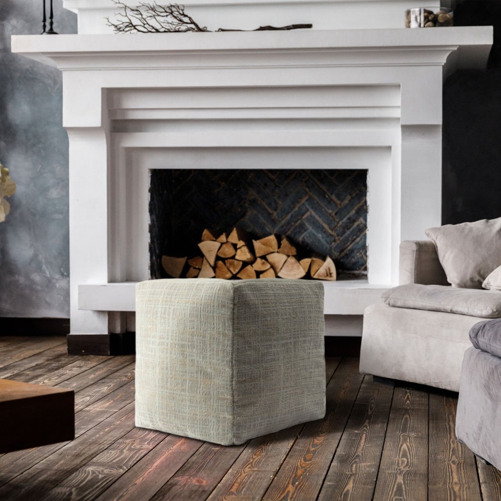 18" Blue Abstract Pouf Ottoman