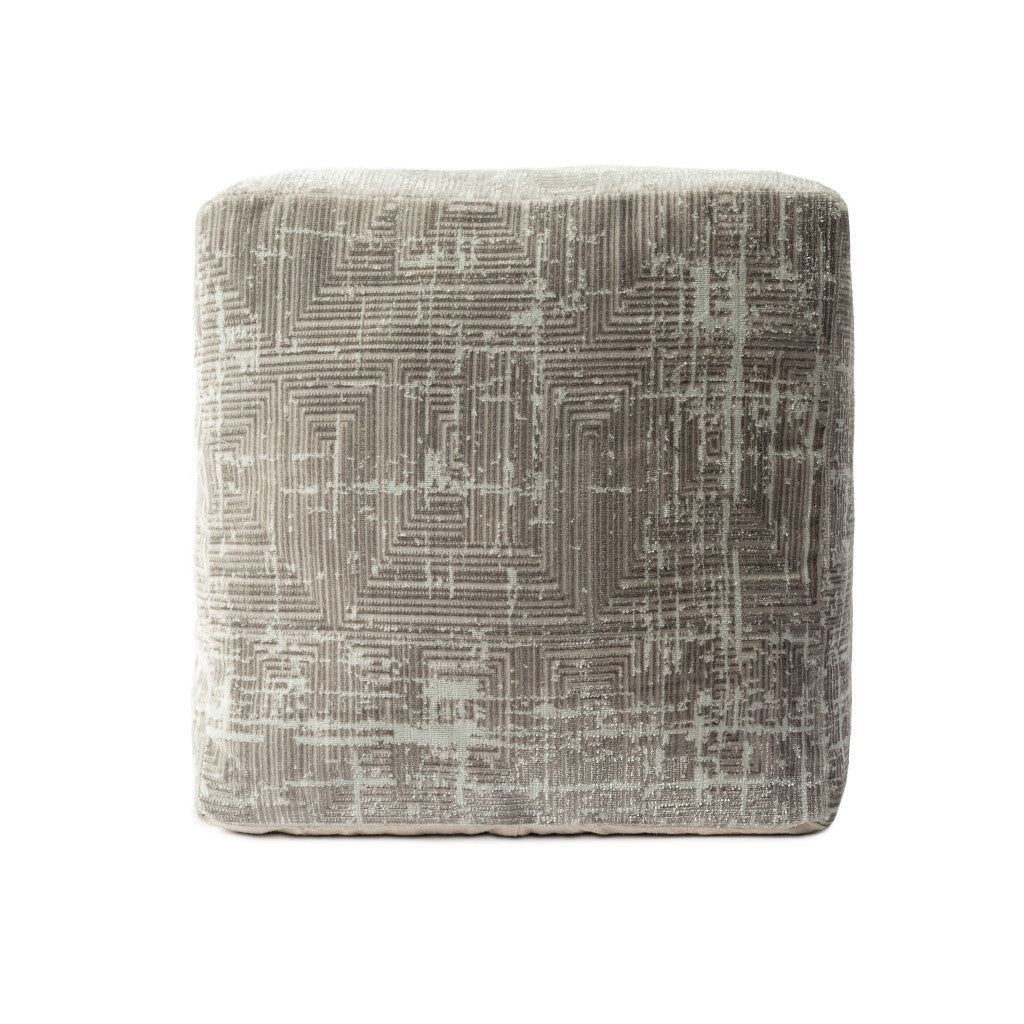 18" Gray Polyester Blend Ottoman