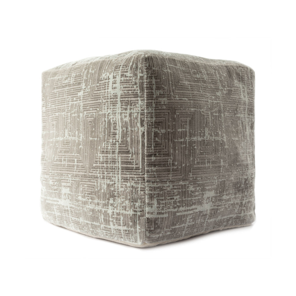 18" Gray Polyester Blend Ottoman