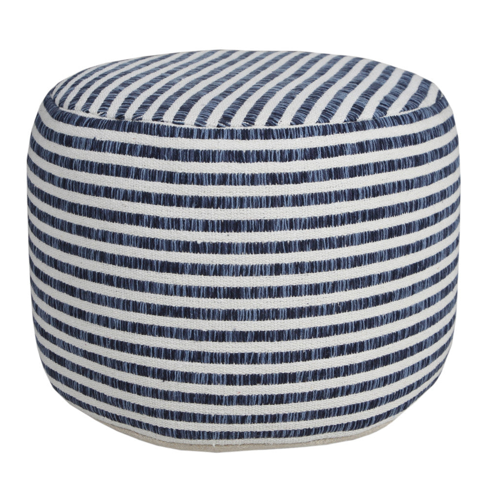 18" Blue 100% Cotton Ottoman