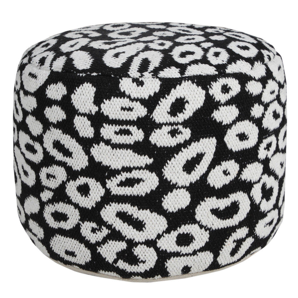 18" Black Cotton Blend Ottoman