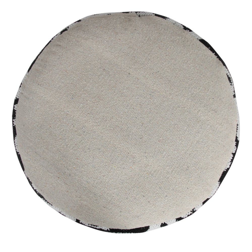 18" Black Cylinder Abstract Pouf Ottoman
