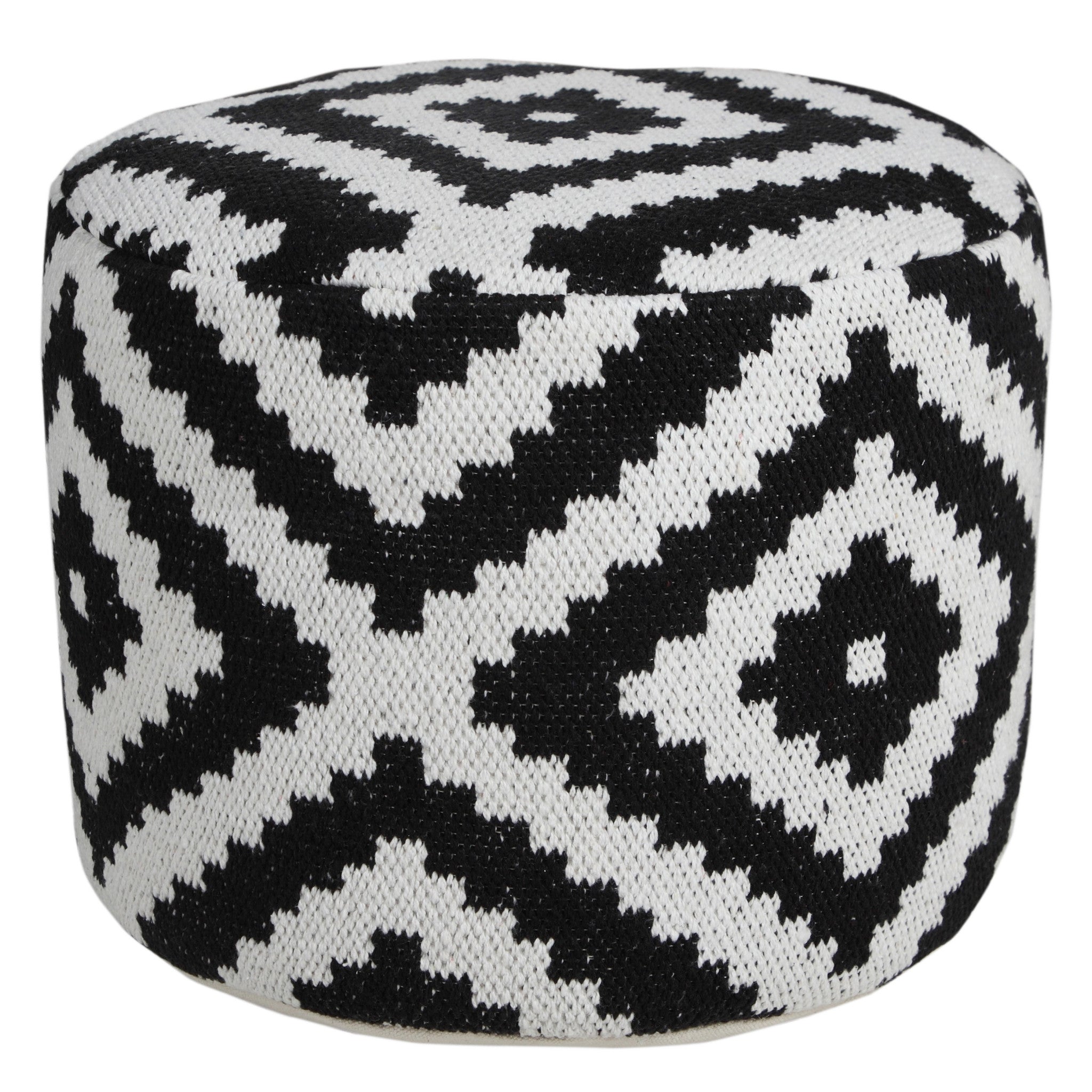 18" Black Cotton Blend Ottoman