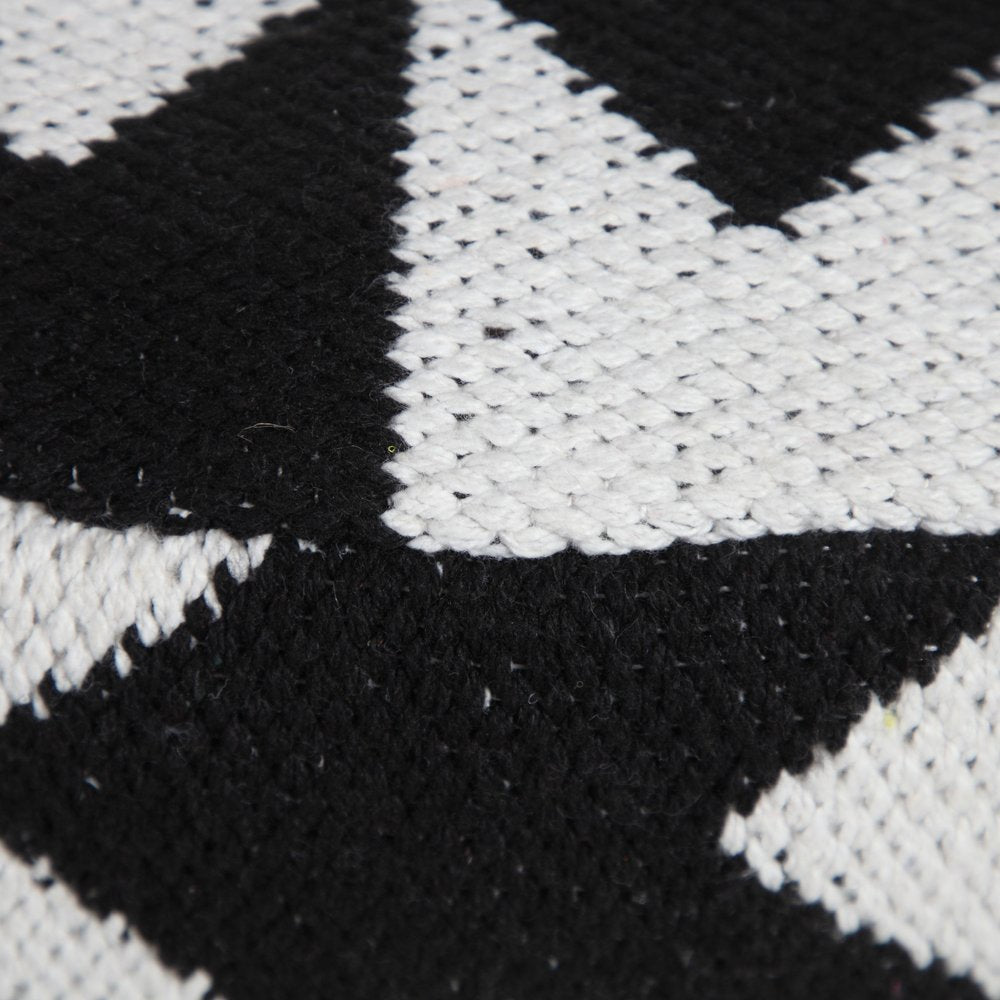 18" Black Cylinder Chevron Pouf Ottoman