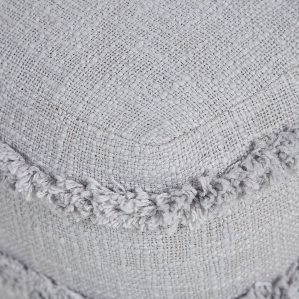18" Cream Cotton Tufted Striped Cube Pouf Ottoman