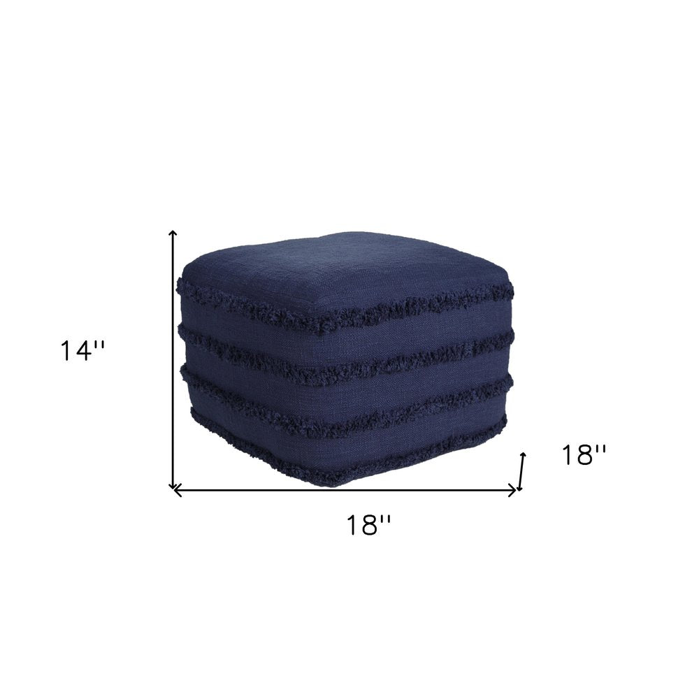 18" Gray Cotton Striped Pouf Ottoman