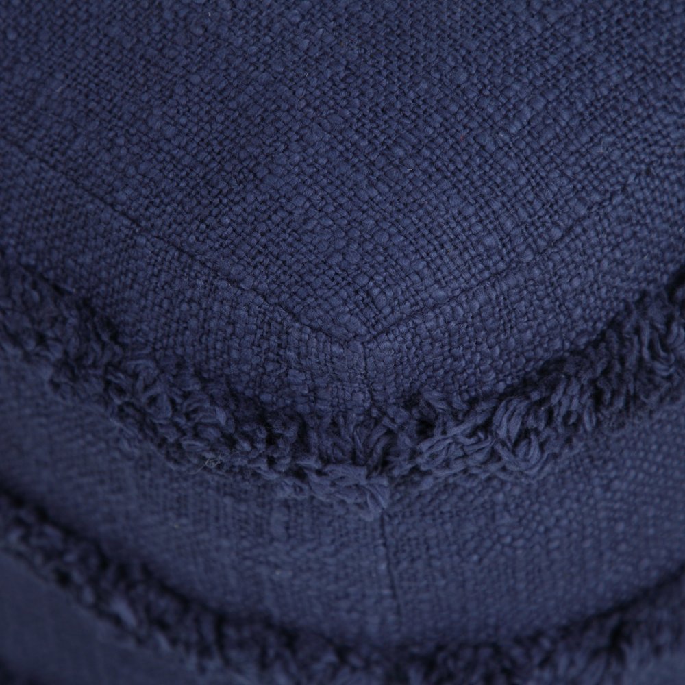 18" Gray Cotton Striped Pouf Ottoman