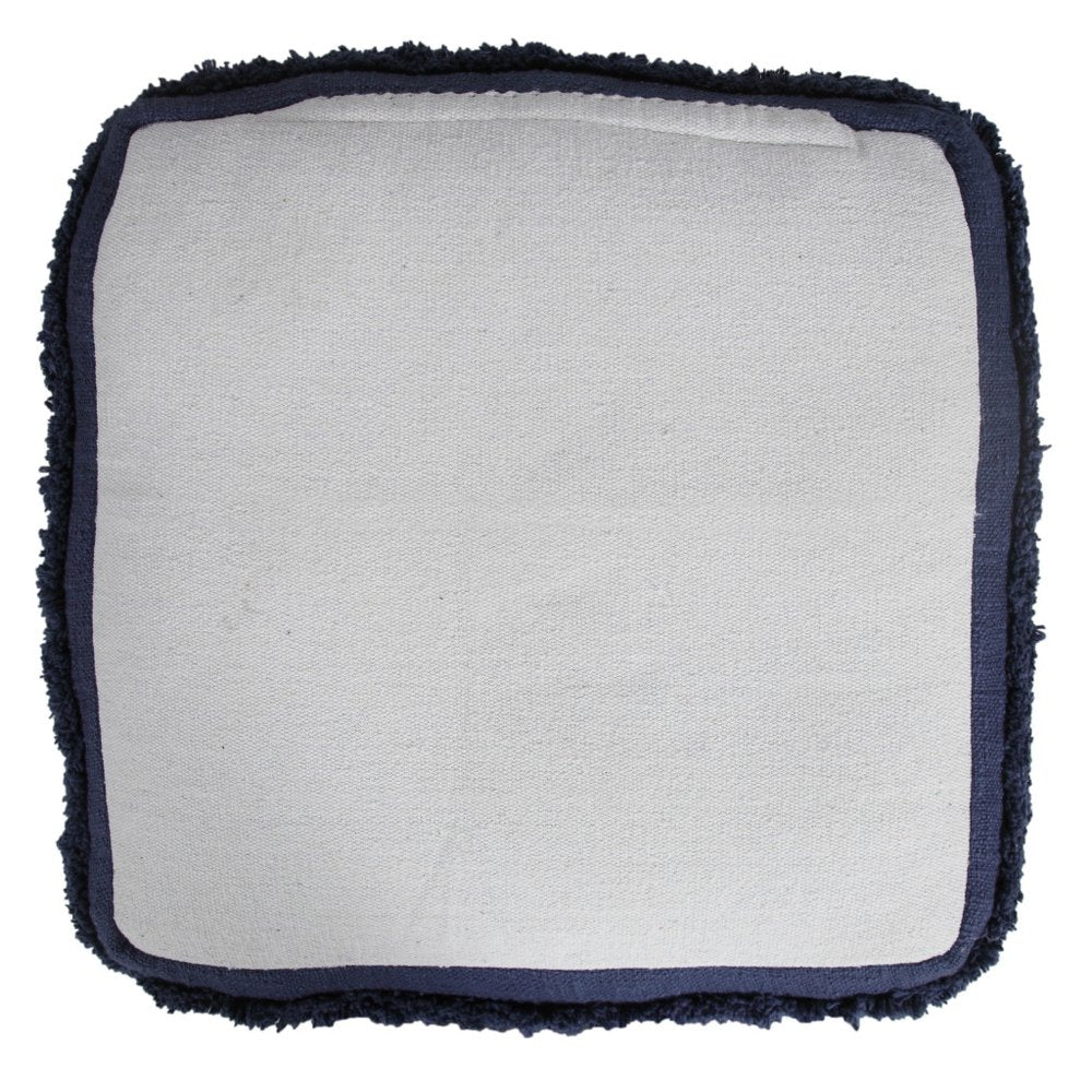 18" Gray Cotton Striped Pouf Ottoman