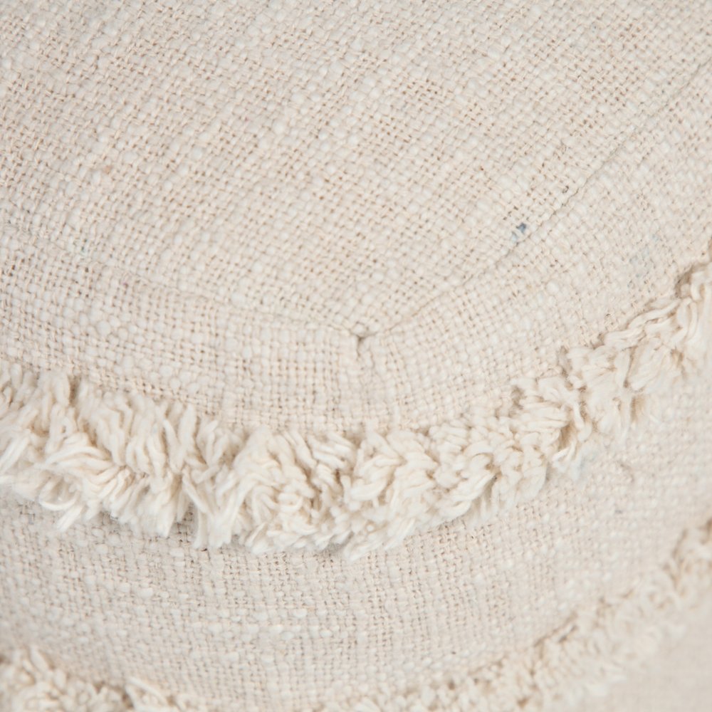 18" Gray Cotton Striped Pouf Ottoman