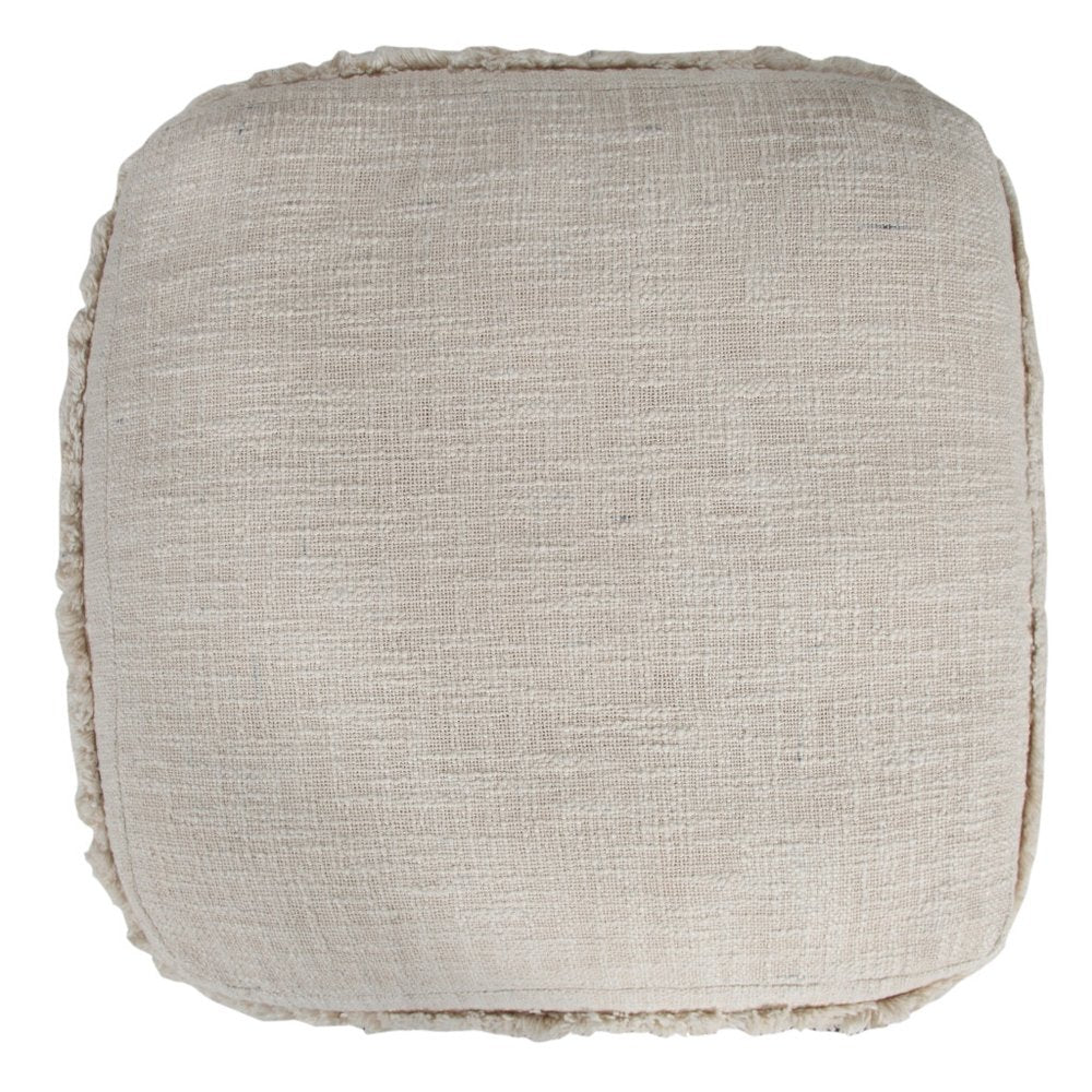 18" Gray Cotton Striped Pouf Ottoman