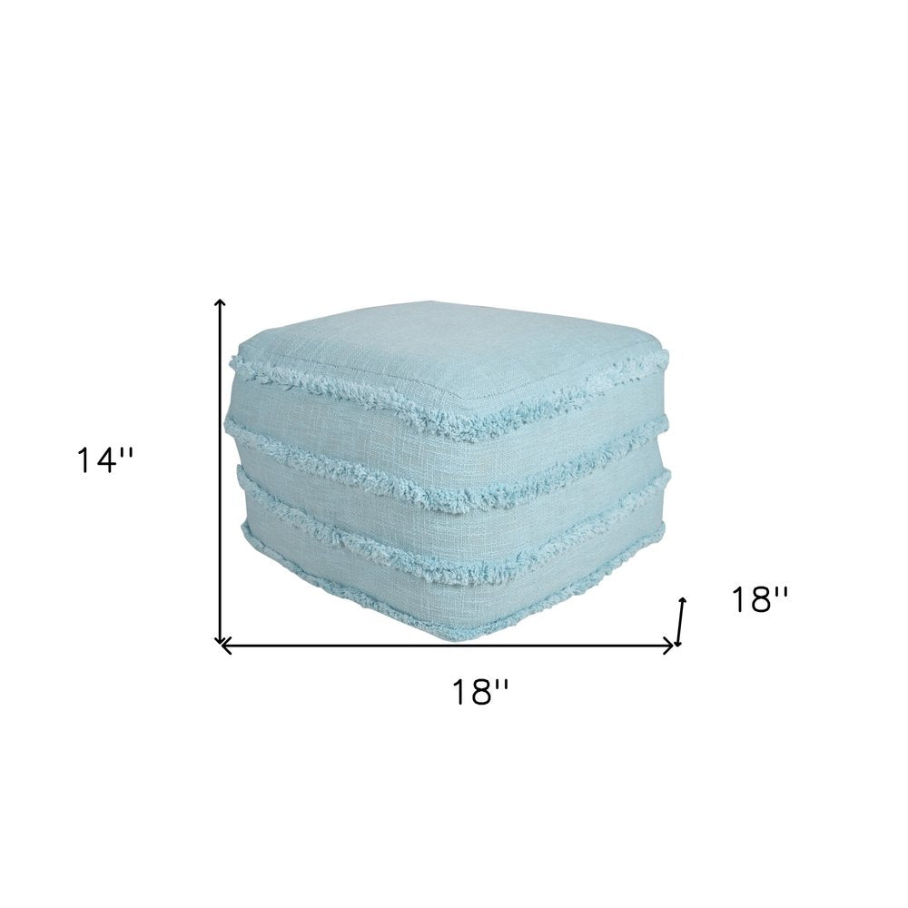 18" Gray Cotton Striped Pouf Ottoman