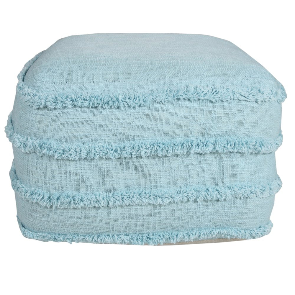 18" Gray Cotton Striped Pouf Ottoman