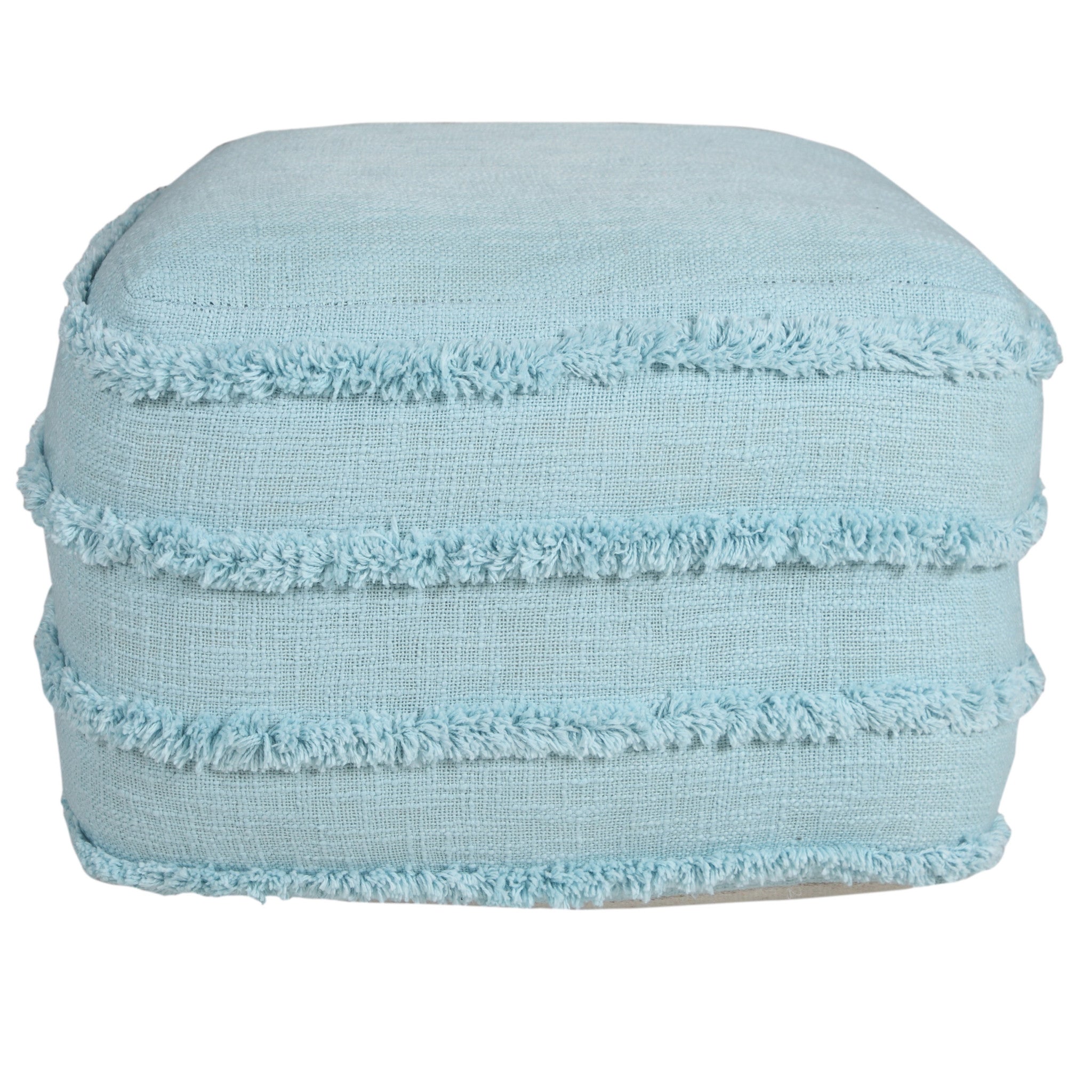 18" Blue 100% Cotton Ottoman