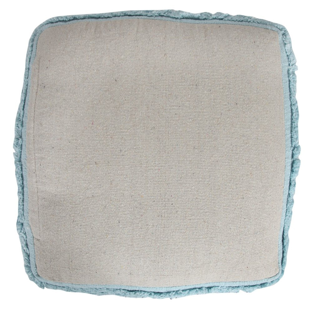 18" Gray Cotton Striped Pouf Ottoman