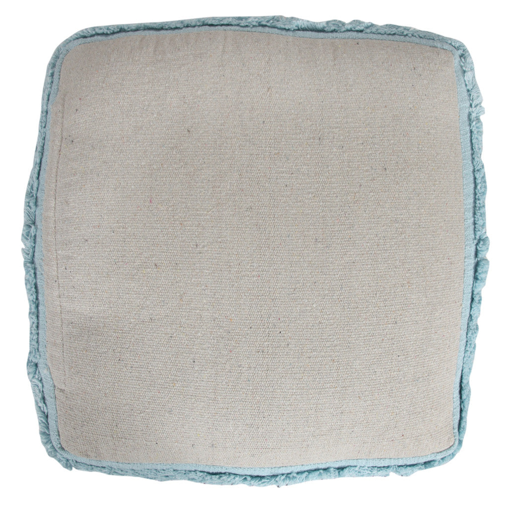 18" Blue 100% Cotton Ottoman