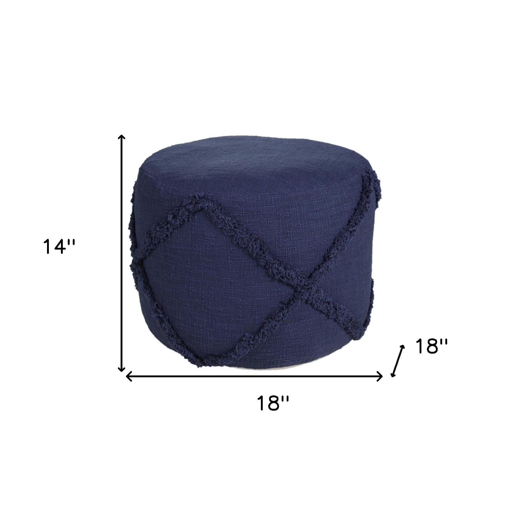 18" Blue 100% Cotton Ottoman