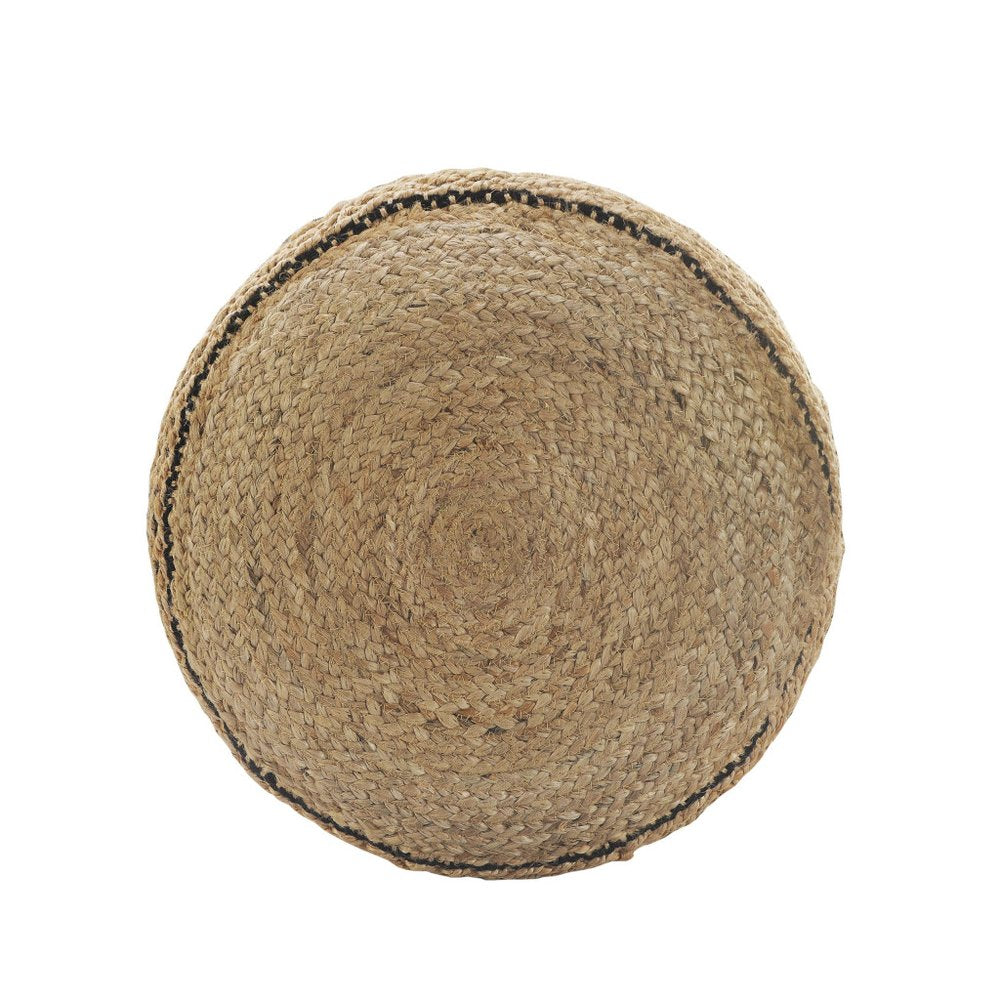 18" Tan Geometric Pouf Ottoman