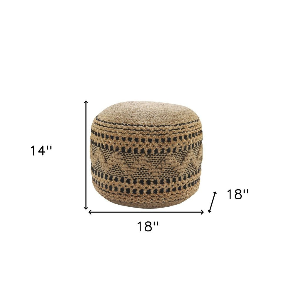 18" Tan Geometric Pouf Ottoman