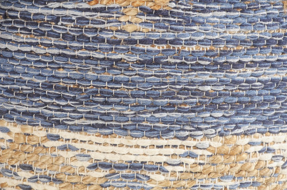 18" Blue Cylinder Geometric Pouf Ottoman