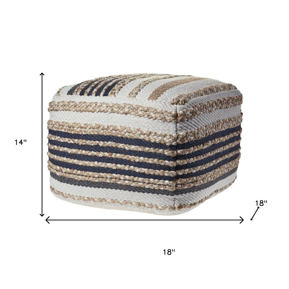 18" Tan Geometric Pouf Ottoman