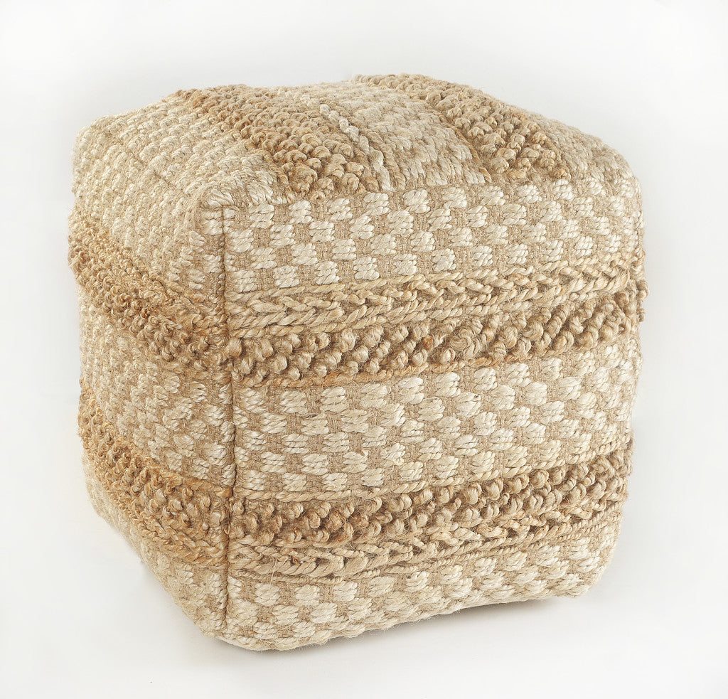 18" Tan Jute Ottoman