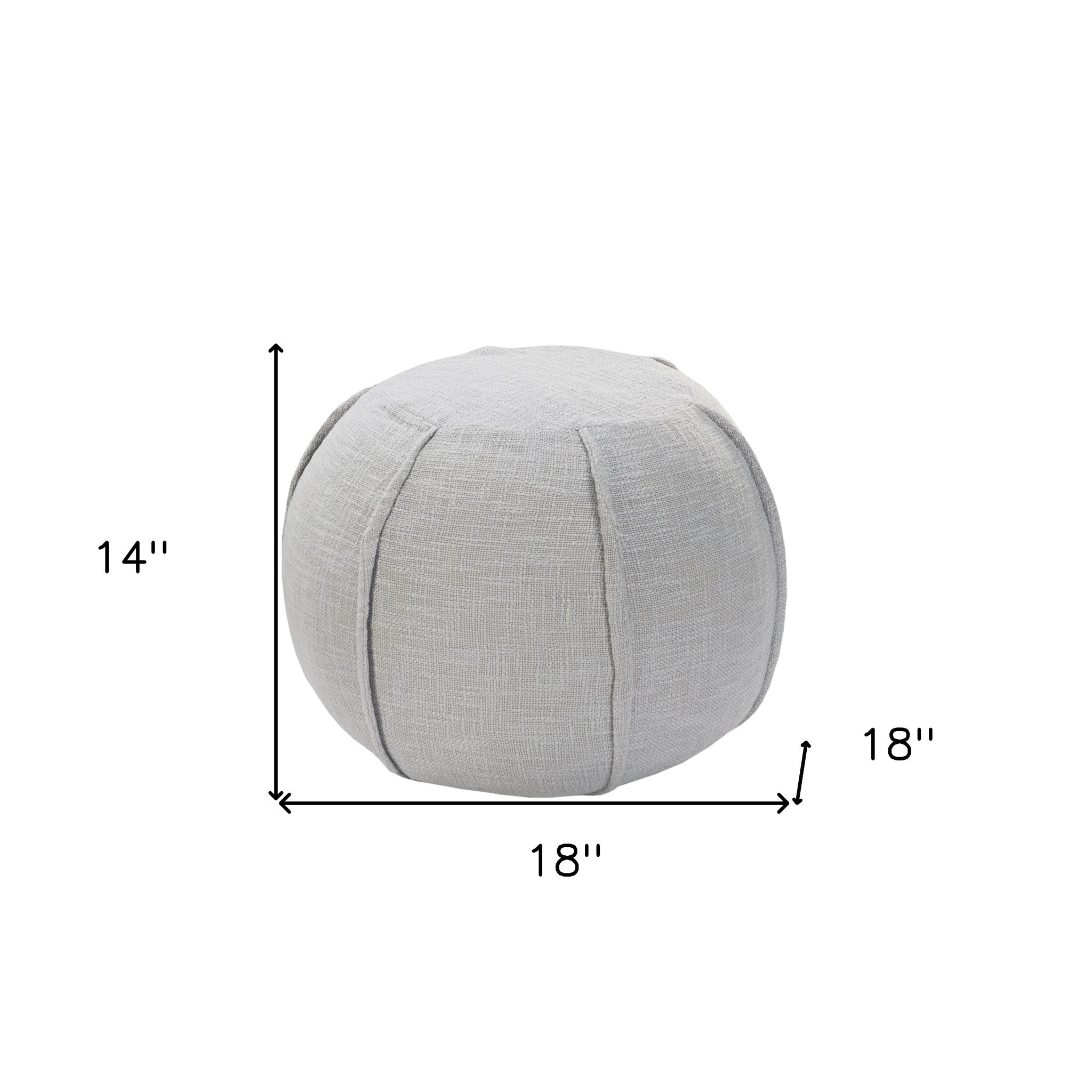 18" Gray Cotton Patchwork Round Pouf Ottoman
