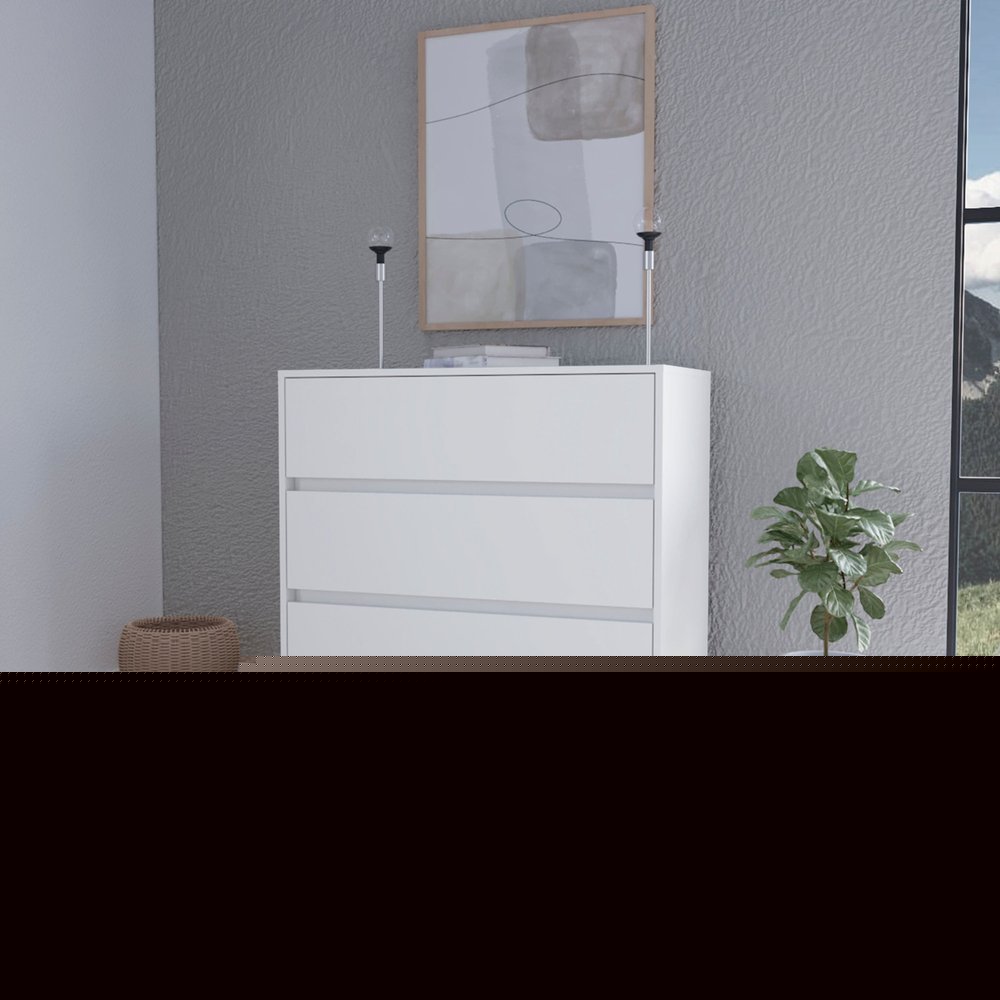 33" White Three Drawer Dresser