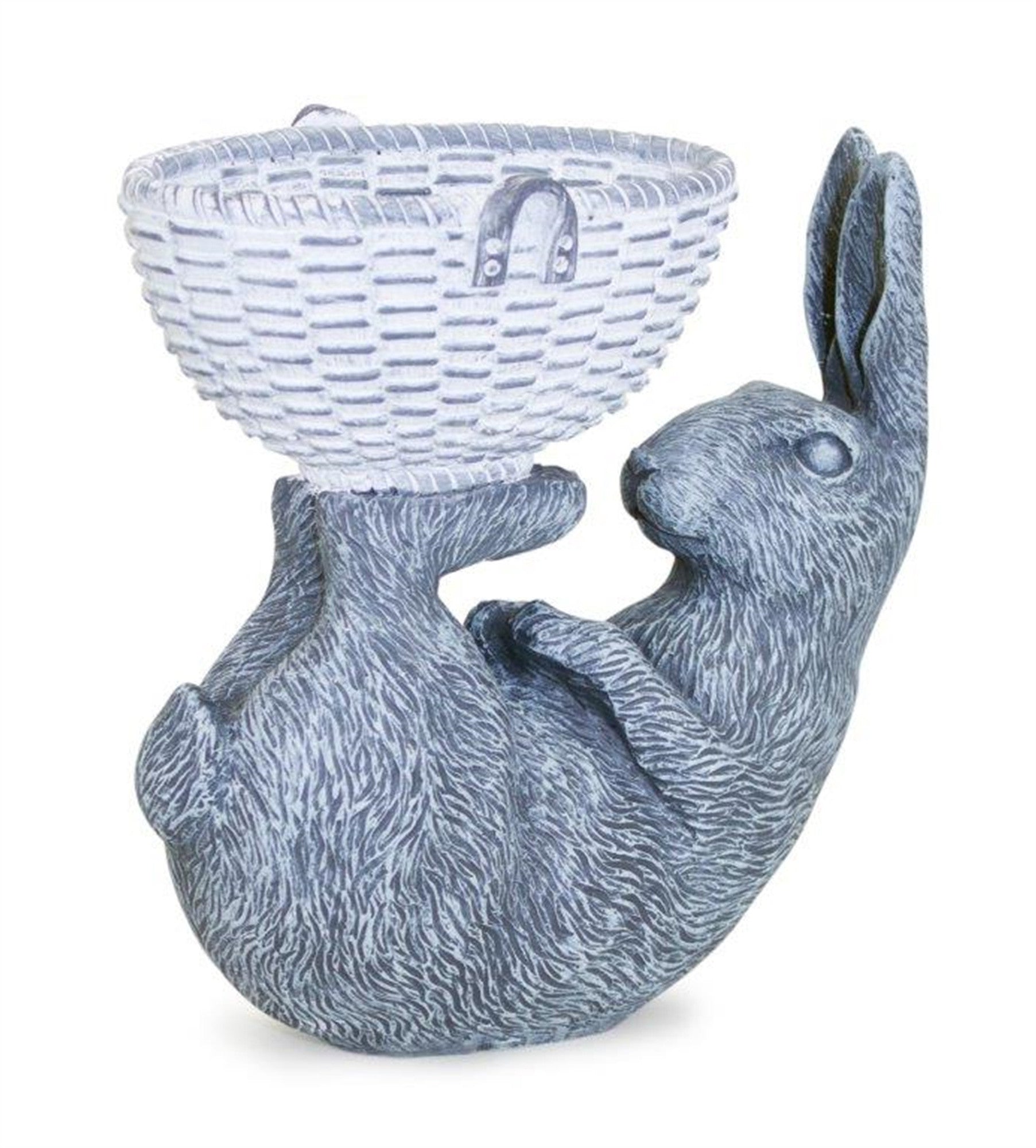 7" Gray and White Polyresin Rabbit Figurine