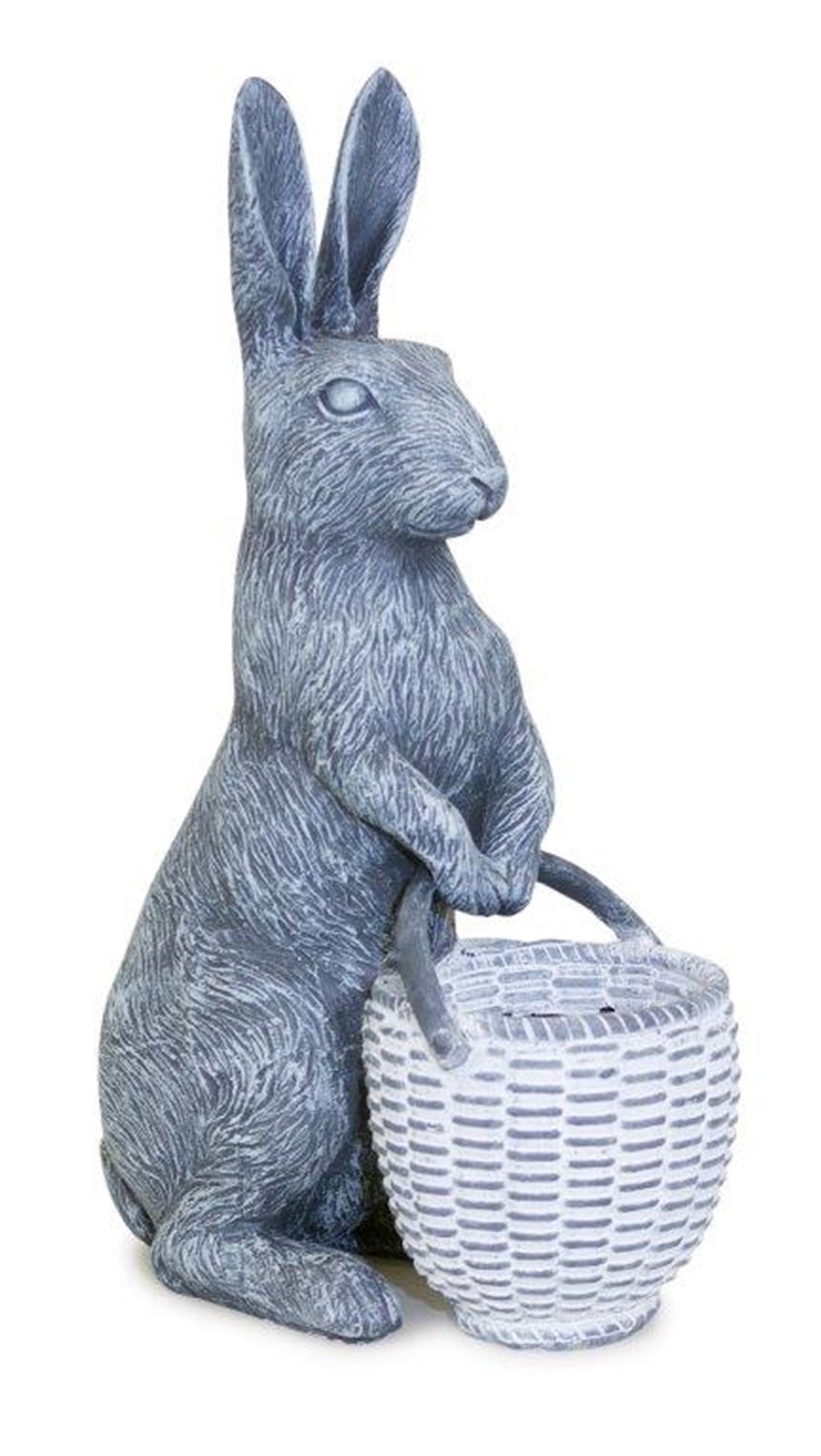 11" Gray and White Polyresin Rabbit Figurine