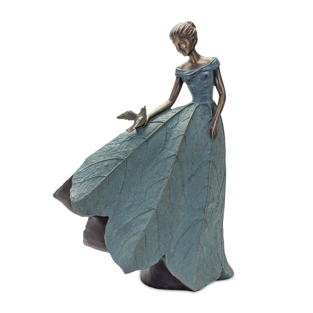 Set of Two 21" Blue Resin Woman Figurine Tabletop Sculpture