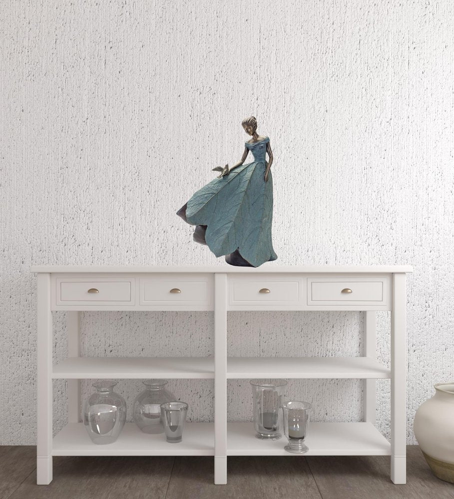 Set of Two 21" Blue Resin Woman Figurine Tabletop Sculpture