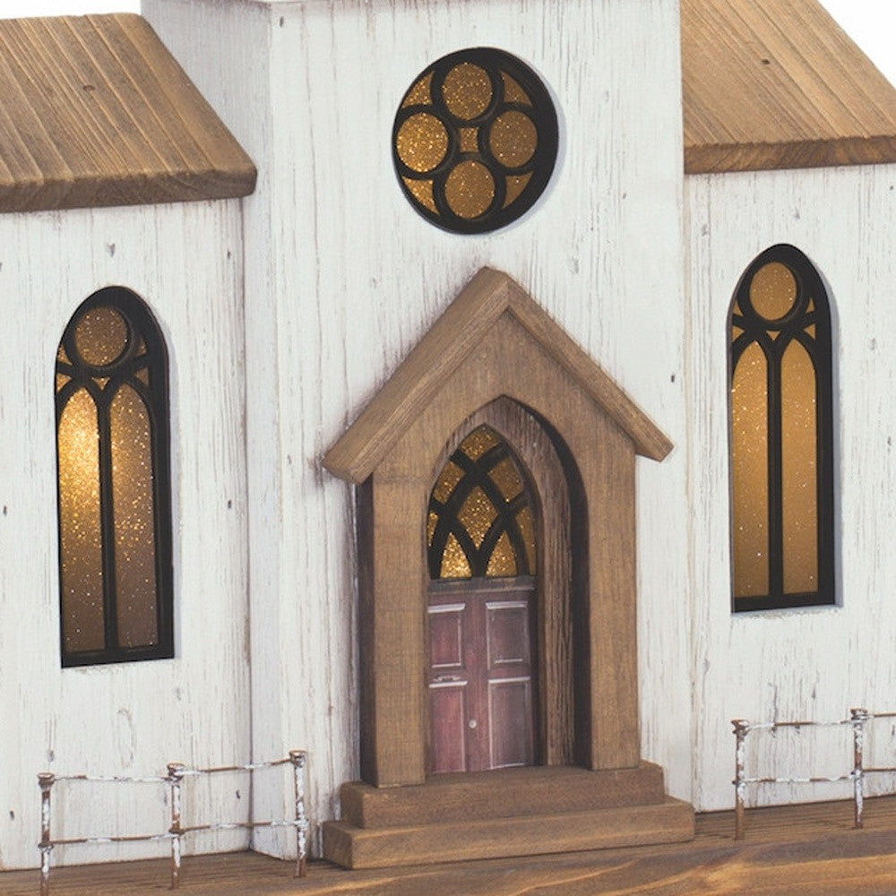 25" Brown and White Church Figurine
