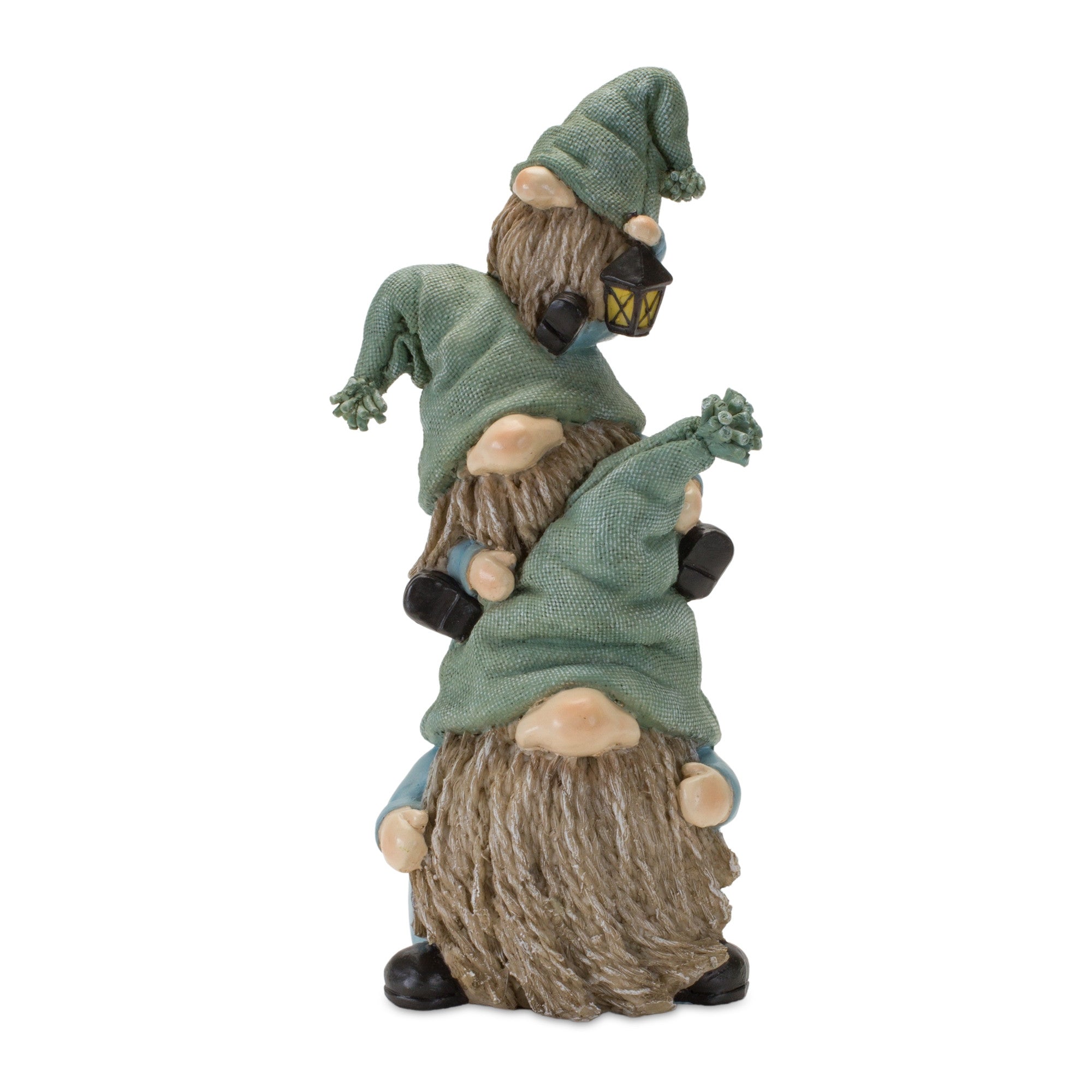 Set of Two 11" Blue and Green Polyresin Other Fantasy Sci-Fi Sitting Gnome Tabletop Sculpture