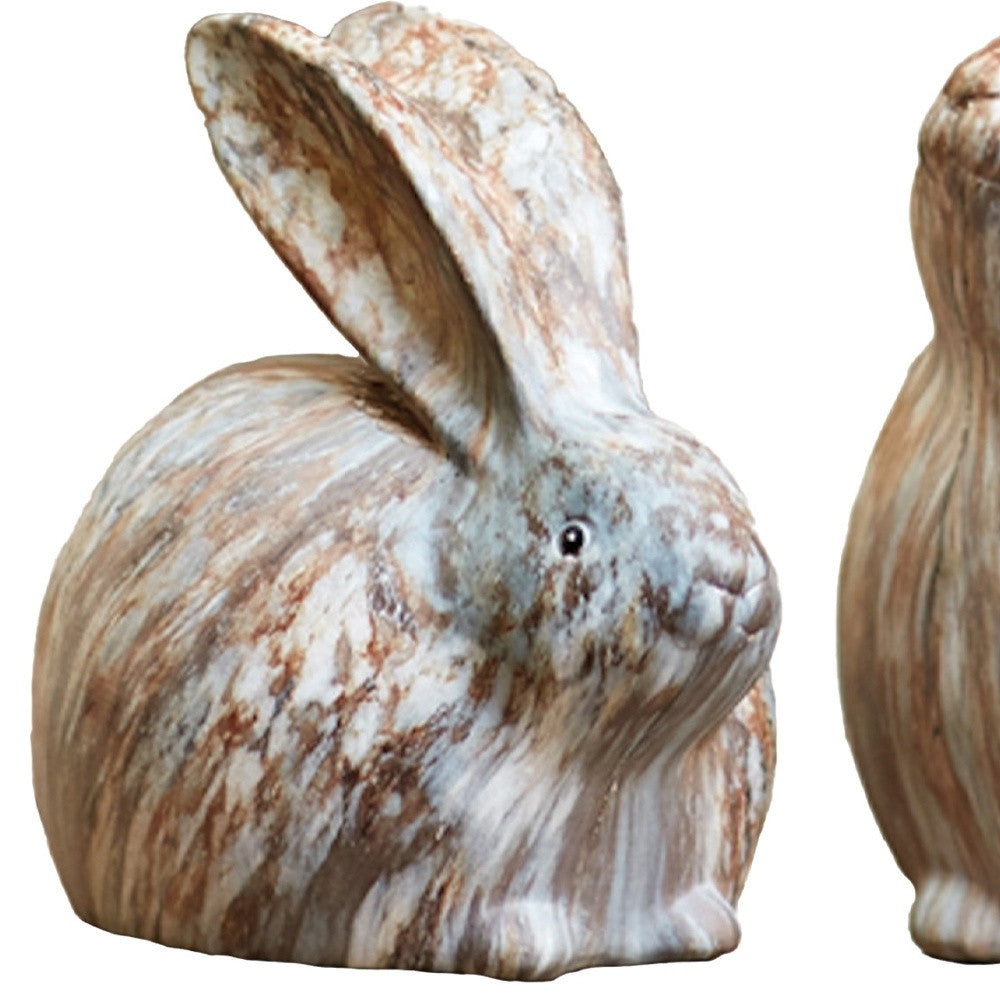 Set Of Two 6" Terra Cotta Resin Rabbit Figurine
