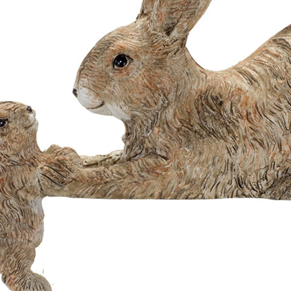 Set Of Two 4" Brown and White Polyresin Rabbit Figurine