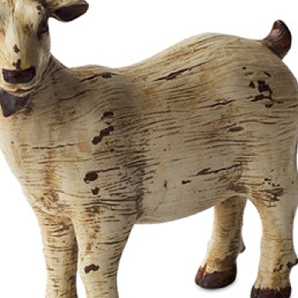 Set of Eight 0" Brown And White Polyresin Cow Figurine