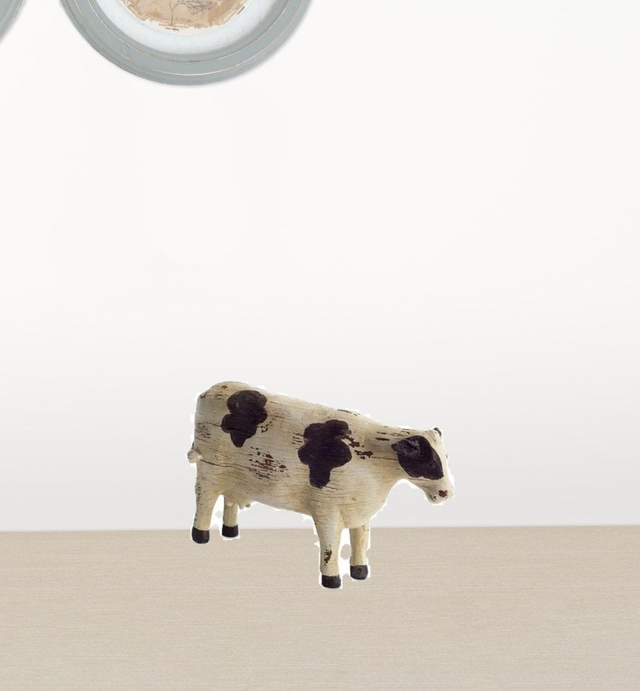 Set of Eight 0" Brown And White Polyresin Cow Figurine