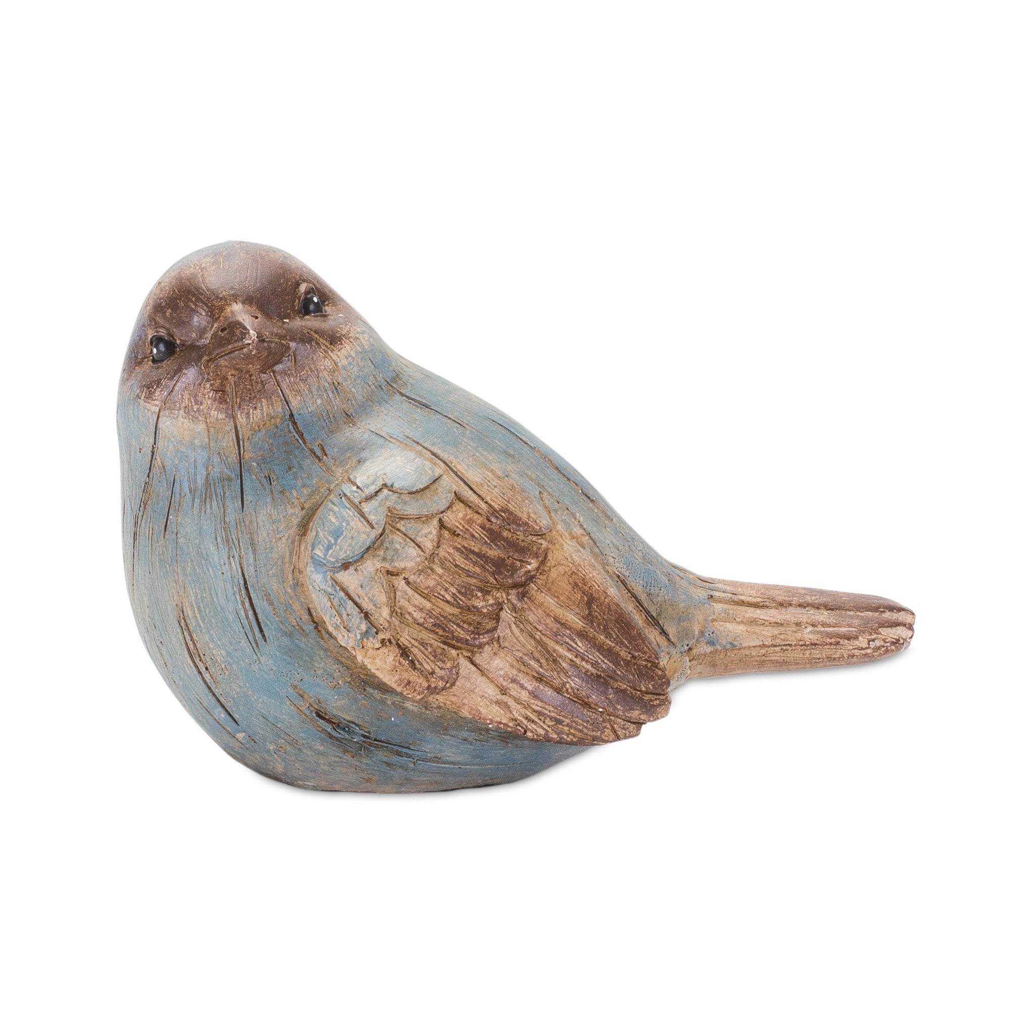 Set Of Six 3" Blue and Brown Polyresin Bird Bird Figurine